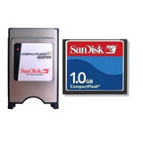 Compact Flash Cf Sandisk 1gb Cartão Memória Adaptador Pcmcia