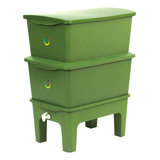 Compostagem Humi Doméstica Verde 90l Com Suporte E 2 Andares