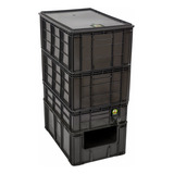 Composteira Doméstica 128 Litros Minhocas Suporte Cor Preto
