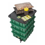 Composteira Doméstica Média 60l Com Minhocas Californianas Minhocoshow Cor Verde