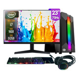 Computador Gamer Completo 2eletro Chroma, Intel Core I7, 16gb Ram, Ssd 512gb, Fonte 500w, Monitor 23 75hz, Kit Gamer Completo - Pg2e-1022ch