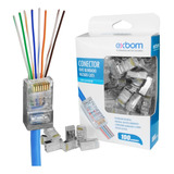 Conector Blindado Rj45 Macho Cat6 cat5e De Rede Vazado 100un