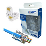 Conector Rj45 Macho Cat6 cat5e Pra Cabo De Rede Vazado 100un