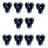 Conexão Pneumática União Emenda Em Y Pu 10mm Kit 10 Peças