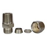 Conexão Reta Macho 3 8 Npt X Od Inox 316 Dupla Anilha