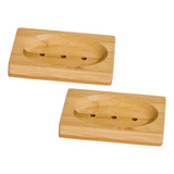 Conj 2 Saboneteira Banheiro Lavabo Sabonete Bambu Natural Cor Kit Conj Saboneteira