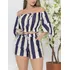 Conjuntinho Listrado Short E Blusa Cropped Tomara Que Caia