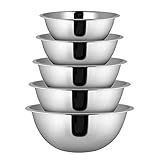 Conjunto 05 Bowls Tigelas Em Aço Inoxidável Prata Cozinha Completa Funcional Multiuso