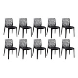 Conjunto 10 Cadeira Jantar Gruvyer Escritório Área Gourmet Estrutura Da Cadeira Preto Assento Preto