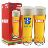 Conjunto 2 Copos P/ Cerveja Chopp Oficial Brahma Cbf Brasil