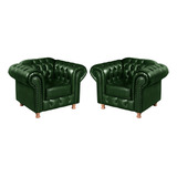 Conjunto 2 Poltronas Luis Xv Chesterfield Vintage Molas