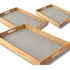 Conjunto 3 Bandejas Petisqueira De Bambu Com Alça Condimento
