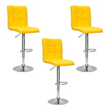 Conjunto 3 Banquetas Dublin Em Courvin Regulagem De Altura