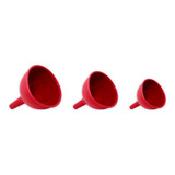 Conjunto 3 Funis De Silicone Oikos Cor Vermelho