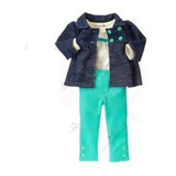 Conjunto 3 Pecas Com Casaco Gymboree Colecao Blue Wonder