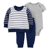 Conjunto 3pc Moletom Listrado