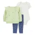 Conjunto 3pç Moletom Verde Florzinhas Menina Carter's