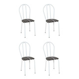 Conjunto 4 Cadeiras Hécate Branco E Preto Listrado