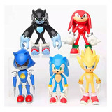 Conjunto 5 Bonecos Sonic The Hedgehog 14cm Tails Knuckles