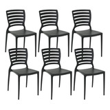 Conjunto 6 Cadeiras Sofia Resistente Com Encosto Tramontina Cor Da Estrutura Da Cadeira Preto