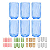 Conjunto 6 Copo De Agua Versalhes Grafiato Drink Suco 460ml Cor Azul