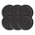 Conjunto 6 Prato Sobremesa Preto Matte Cerâmica Borda Risca