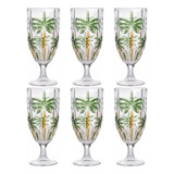 Conjunto 6 Taças De 450ml Cristal Wolff Palm Tree Coqueiros