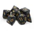 Conjunto 7 Dados Rpg D d Preto Dourado Marmorizado   1 Bolsa