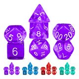 Conjunto 7 Dados Translúcidos 2  rpg 