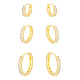 Conjunto Argolas Pequenas Cravejadas