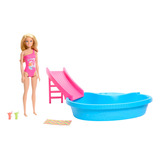Conjunto Barbie Glam Pool Play Com Boneca Colorida Multicolorida