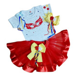 Conjunto Bebê Menina Roupa Festa Fantasia Carnaval Body Saia