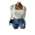 Conjunto Body Manga Tule Poá + Short Jeans