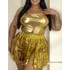 Conjunto Body Plus Size Com Bojo   Saia Fitilho Metalizada