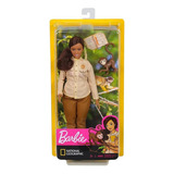 Conjunto Boneca Barbie Plus Size Negra Morena Profissões Quero Ser Conservacionista Da Vida Selvagem National Geographic Acompanha Animal Macaco Macaquinho Mattel Brinquedos
