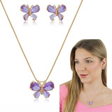 Conjunto Borboleta Cristal Brinco