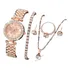 Conjunto Brilhantes Relógio Corrente Pulseira Brincos Anel 