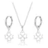 Conjunto Brinco Colar 4 Folhas Trevo Aço Inox Prata Feminino