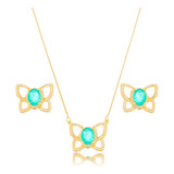 Conjunto Brinco Colar Borboleta
