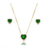 Conjunto Brinco Colar Coracao