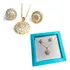 Conjunto Brinco Corrente Pizza Santo Estilo Banhado Ouro 18k
