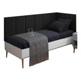 Conjunto Cabeceira Painel Estofada Almofadada Cama Solteiro