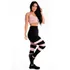 Conjunto Calça Legging Listras Cropped Alcinha Rose Academi