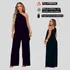 Conjunto Calça Pantalona Blusa Nula Manga Assimétrico Crepe