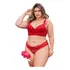 Conjunto Calcinha Fio Drapeado Em Renda Sutiã Bojo Plus Size