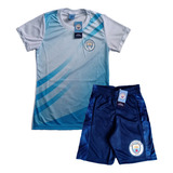 Conjunto Camisa E Bermuda Infantil Manchester City Futebol