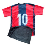 Conjunto Camisa Shorts Time Futebol Milan Torcedor Infantil