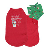 Conjunto Camiseta Natal Para Cães Com Bandana Gg