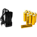 Conjunto Carregador Duplo Bivolt 110 220 Ac Com Fio Led Indicador + 10 Baterias Pilhas Células 18650 3,7/4,2 Volts 6800mah Li-ion Recarregáveis Carga Rápida Proteção Contra Sobrecarga E Curto Circuito
