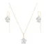 Conjunto Colar 40cm Flor Cristal Pingente Brincos Ouro 18k